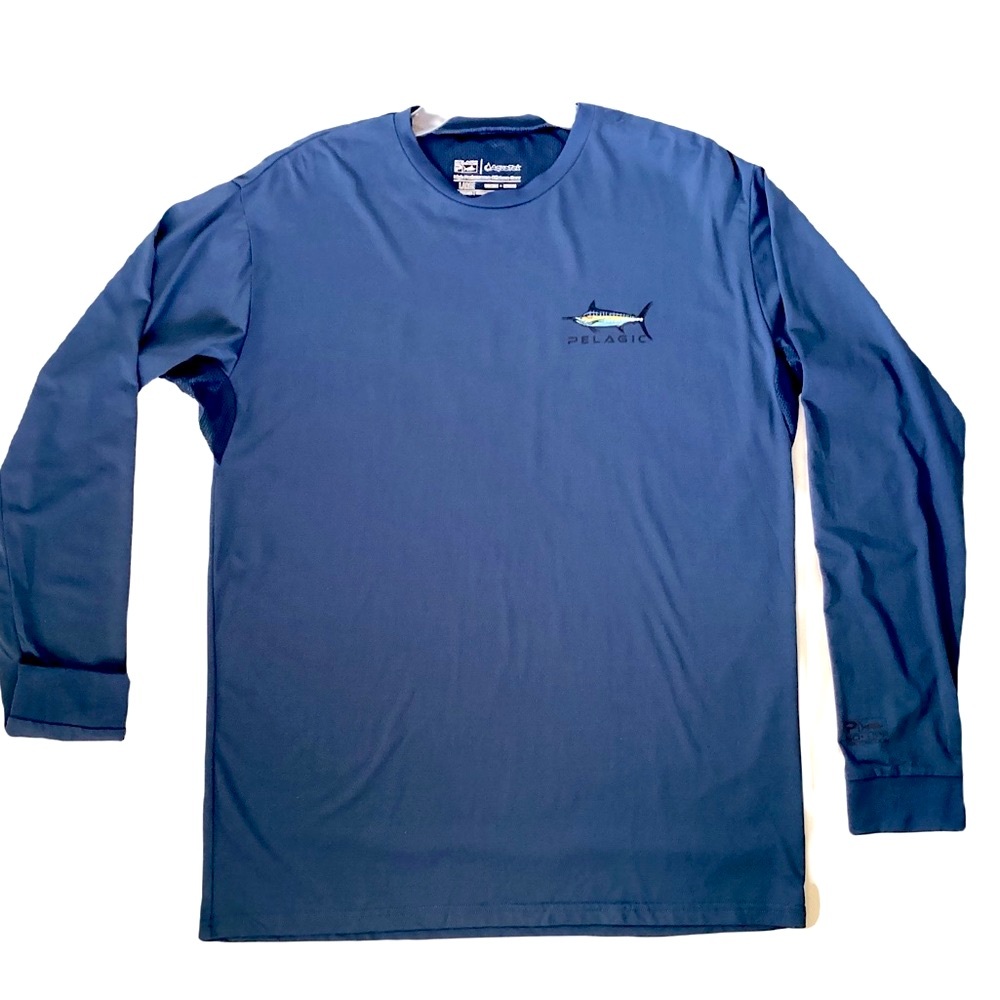 Pelagic NWOT Aquatek long Sleeve SPF Fishing Shirt. Large